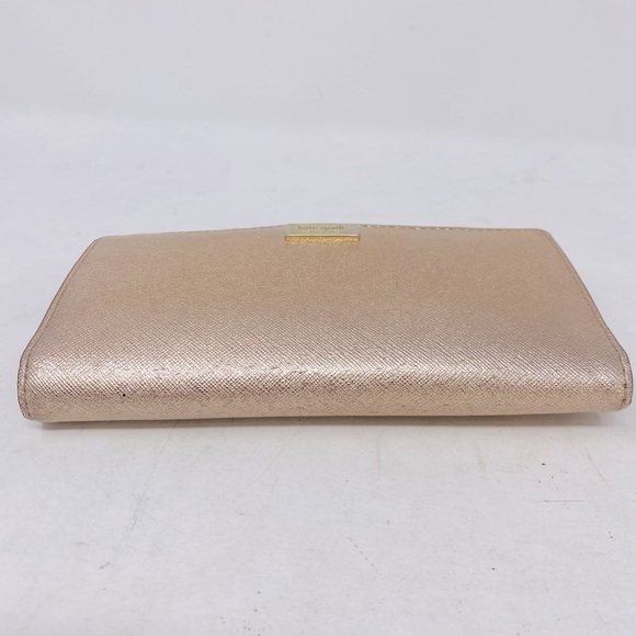 Kate Spade Shimmer Rose Gold Slim Bifold Leather Wallet 7” x 3.5” x 1” - Picture 4 of 10